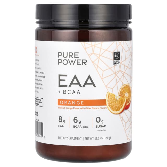 Dr. Mercola, Pure Power, незаменимые аминокислоты BCAA , со вкусом апельсина, 350 г