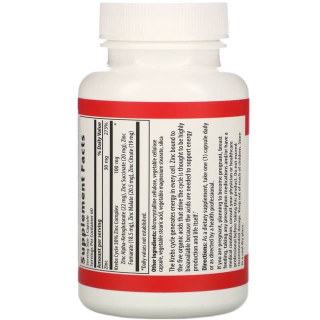 Vibrant Health, Krebs Zinc, 60 растительных капсул