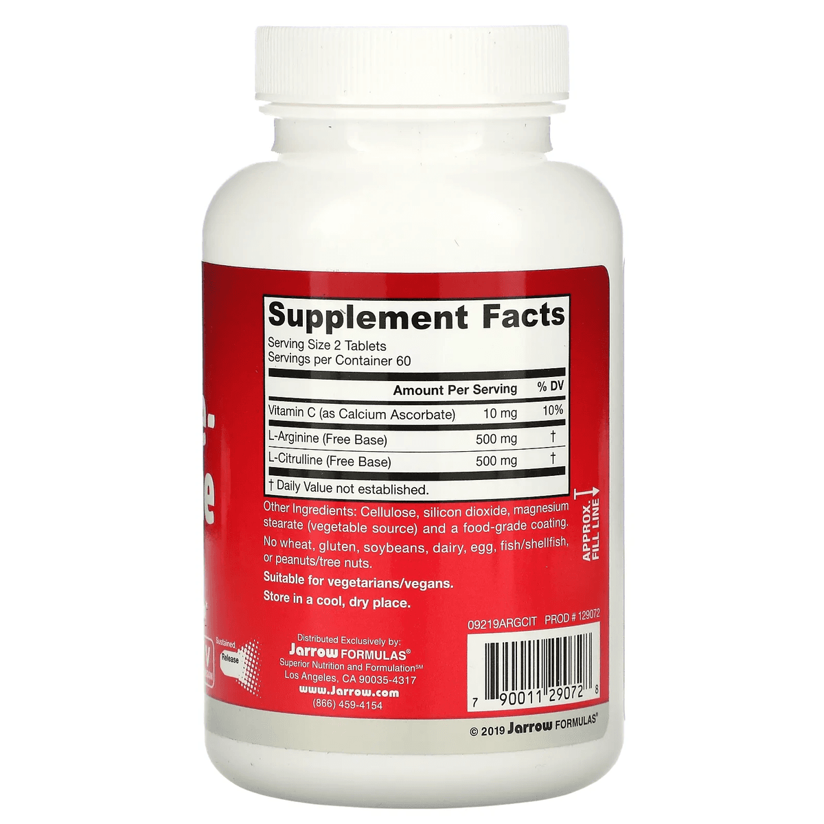 Jarrow Formulas, Arginine-Citrulline Sustain, аргинин и цитруллин, 120 таблеток