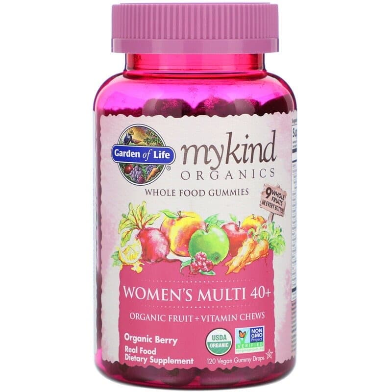 Garden of Life, MyKind Organics, мультивитамины для женщин в возрасте от 40 лет, органические ягоды, 120 веганских жевательных конфет