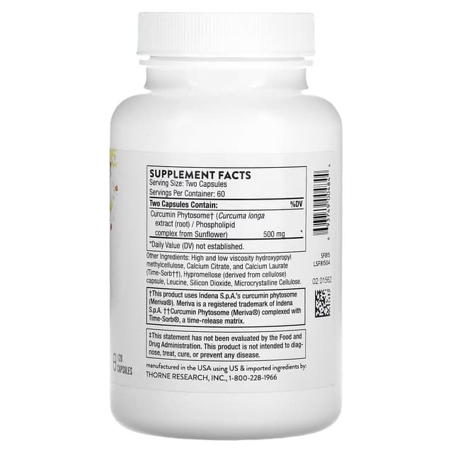 Thorne, Meriva-SF (фитосома куркумина), 120 капсул
