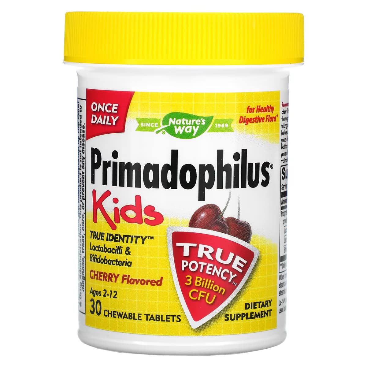 Nature’s Way, Primadophilus, для детей, со вкусом вишни, 3 млрд КОЕ, 30 жевательных таблеток