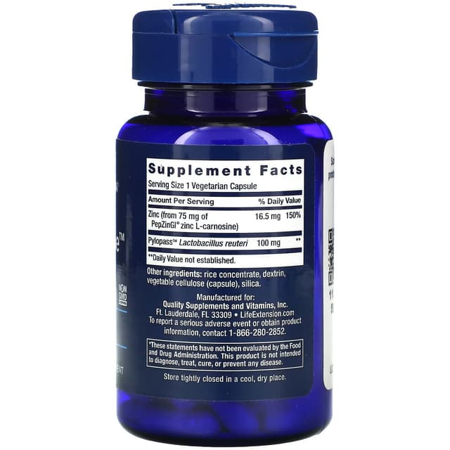 Life Extension, Gastro-Ease, PepZinGI 60 вегетарианских капсул