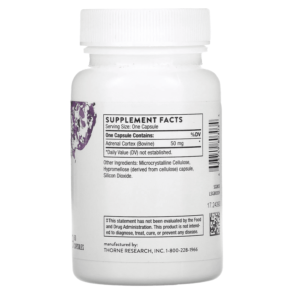 Thorne Research, adrenal cortex кора надпочечников, 60 капсул
