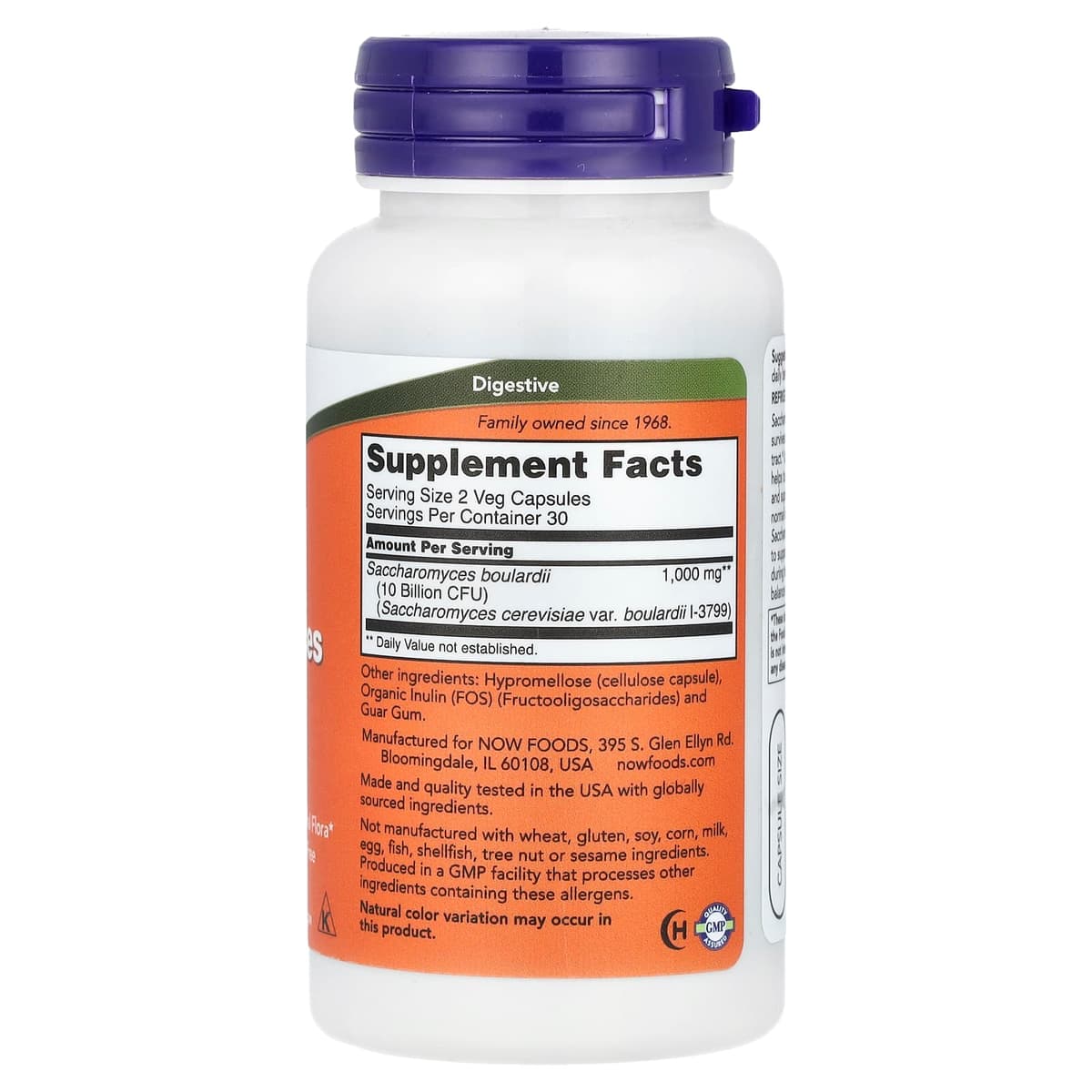 NOW Foods, сахаромицеты Буларди, пробиотик, 5 млрд КОЕ, 60 капсул