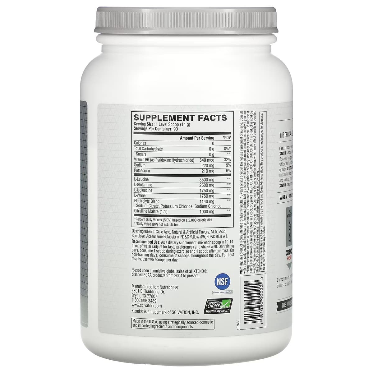 Xtend, The Original, 7 г аминокислот с разветвленными цепями, со вкусом лимона и лайма, 1,26 кг