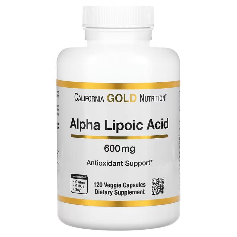 California Gold Nutrition, альфа-липоевая кислота, 600 мг, 120 растительных капсул