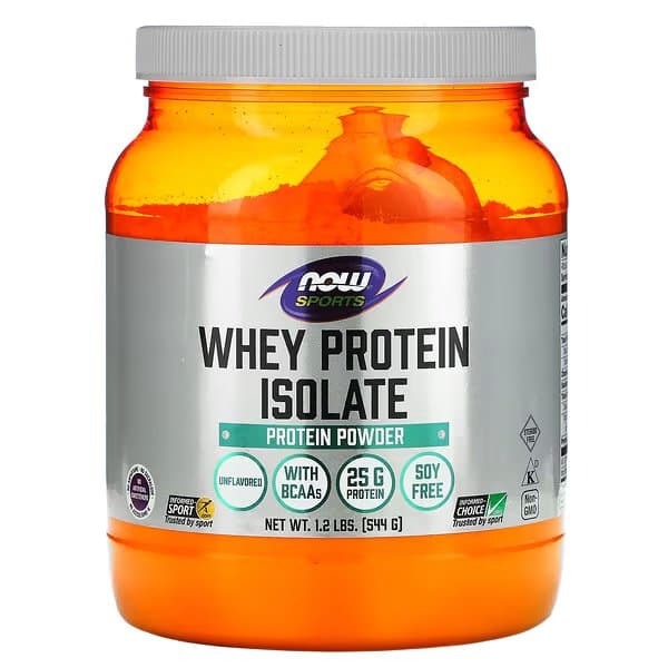 NOW Foods, Sports, изолят сывороточного протеина, без добавок, 544 г