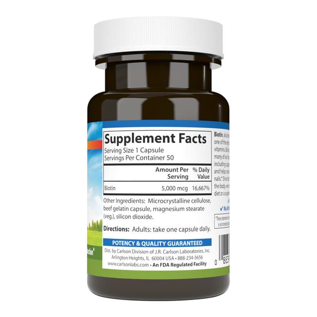 Carlson Labs Биотин 5000 мкг, 100 капсул
