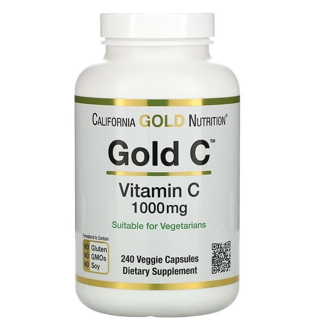 California Gold Nutrition, Gold C, витамин C, 1000 мг, 240 вегетарианских капсул