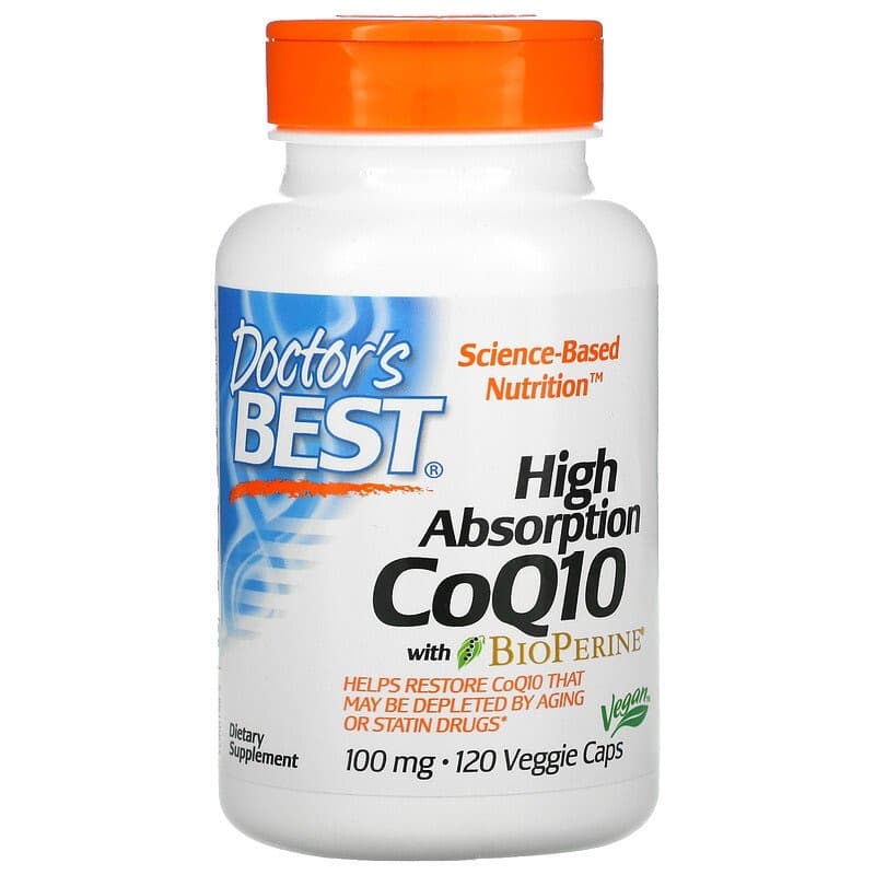 Doctor's Best, коэнзим Q10 с высокой степенью всасывания, с BioPerine, 100 мг, 120 вегетарианских капсул