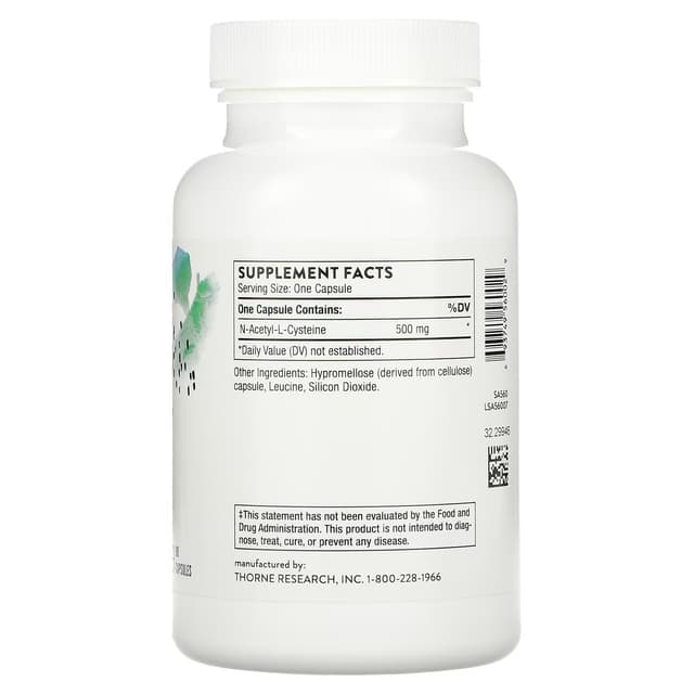 Thorne, Nac , N-ацетилцистеин, 90 капсул