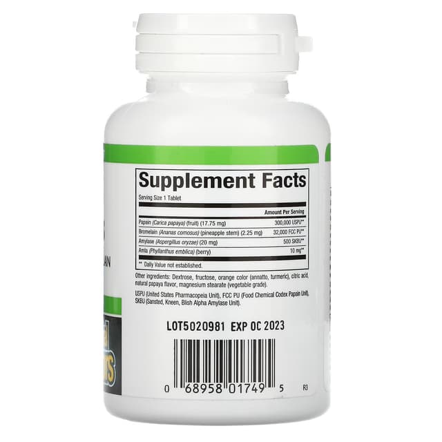 Natural Factors, ферменты папайи с амилазой и бромелаином, 120 жевательных таблеток