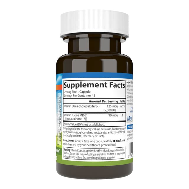 Carlson Labs Супер Д3 + К2 125 мкг,5000 IU 45 вегетарианских капсул