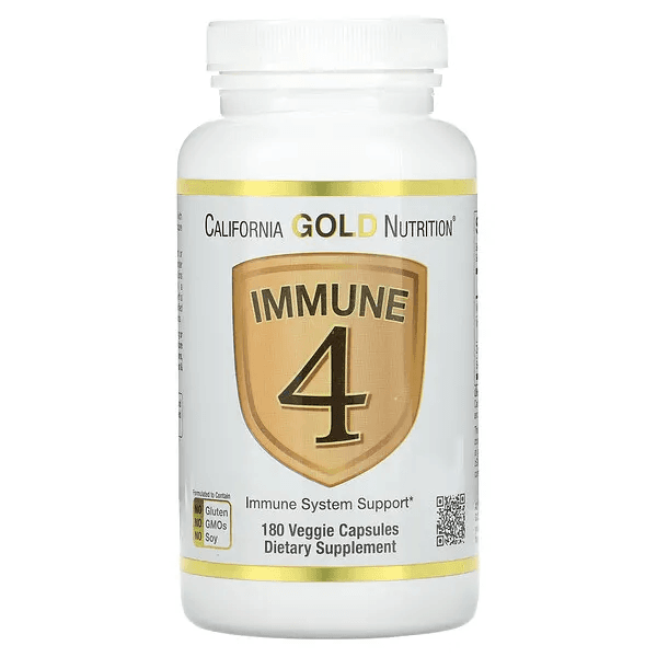 California Gold Nutrition, Immune 4, средство для укрепления иммунитета, 180 растительных капсул