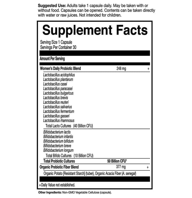 Garden of Life Dr. Formulated Probiotics for Women, Женские пробиотики для приема один раз в день, 50 миллиардов КОЕ и пребиотическая клетчатка, срок годности один раз в день, пробиотик без глютена, молочные продукты или соя, 30 капсул