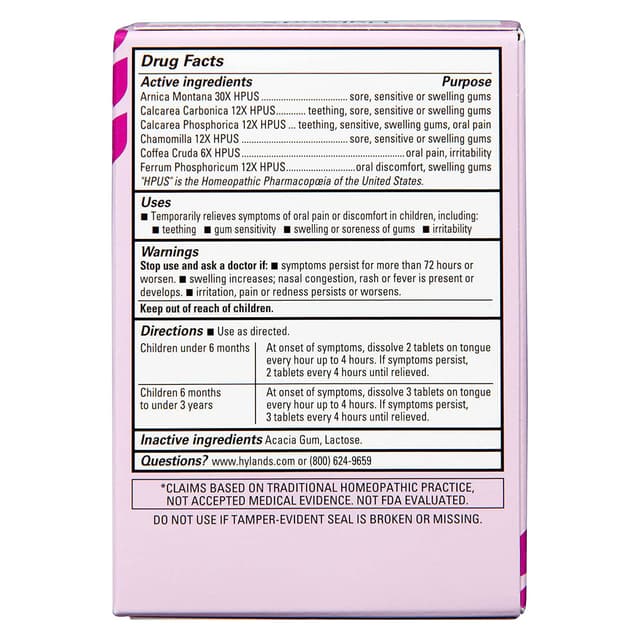 Таблетки от боли в полости рта Hyland's Naturals с ромашкой, натуральное успокаивающее средство от дискомфорта, раздражительности и отека полости рта, 125 шт.