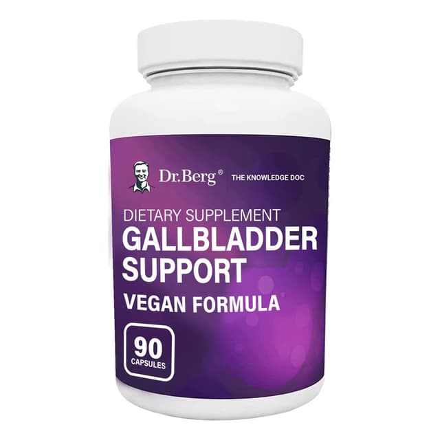 Добавки для поддержки желчного пузыря доктора Берга Веганская формула - Содержит ферменты на растительной основе для облегчения вздутия живота, запоров и газов - Лучшее пищеварение и нормальный уровень желчи - 90 Вегетарианских капсул