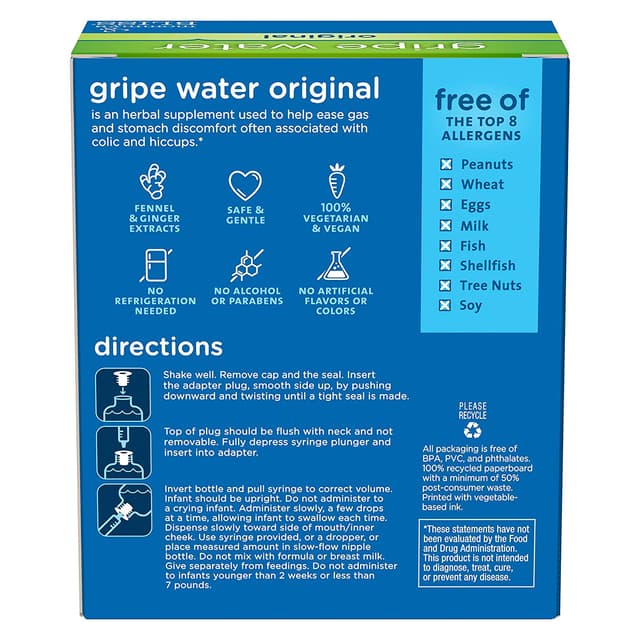 Mommy's Bliss, укропная вода, оригинальная, для младенцев от 2 недель, 240 мл