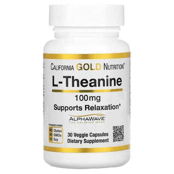 California Gold Nutrition, L-теанин, AlphaWave, поддержка расслабления, успокоение, 100 мг, 60 растительных капсул