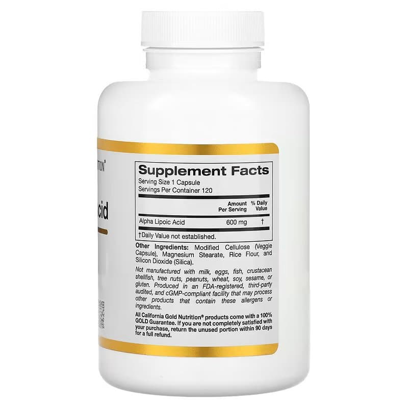California Gold Nutrition, альфа-липоевая кислота, 600 мг, 120 растительных капсул