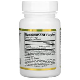 California Gold Nutrition, Витамин D3, 50 мкг (2000 МЕ), 90 мягких желатиновых капсул с рыбьим жиром