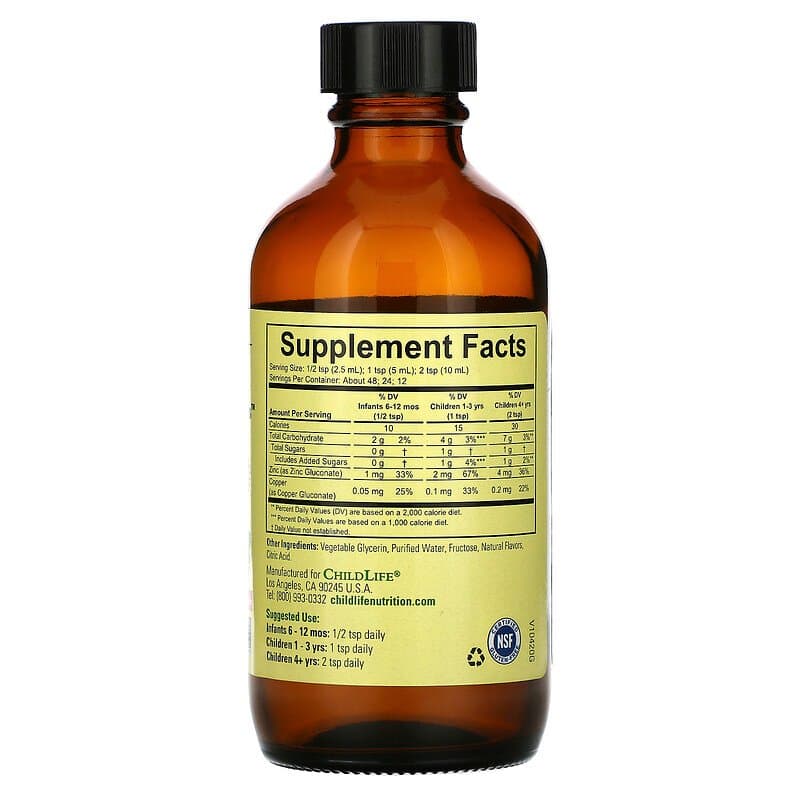 ChildLife, Essentials, Zinc (цинк ), Natural Mango Strawberry Flavor, 4 fl oz (118 ml)