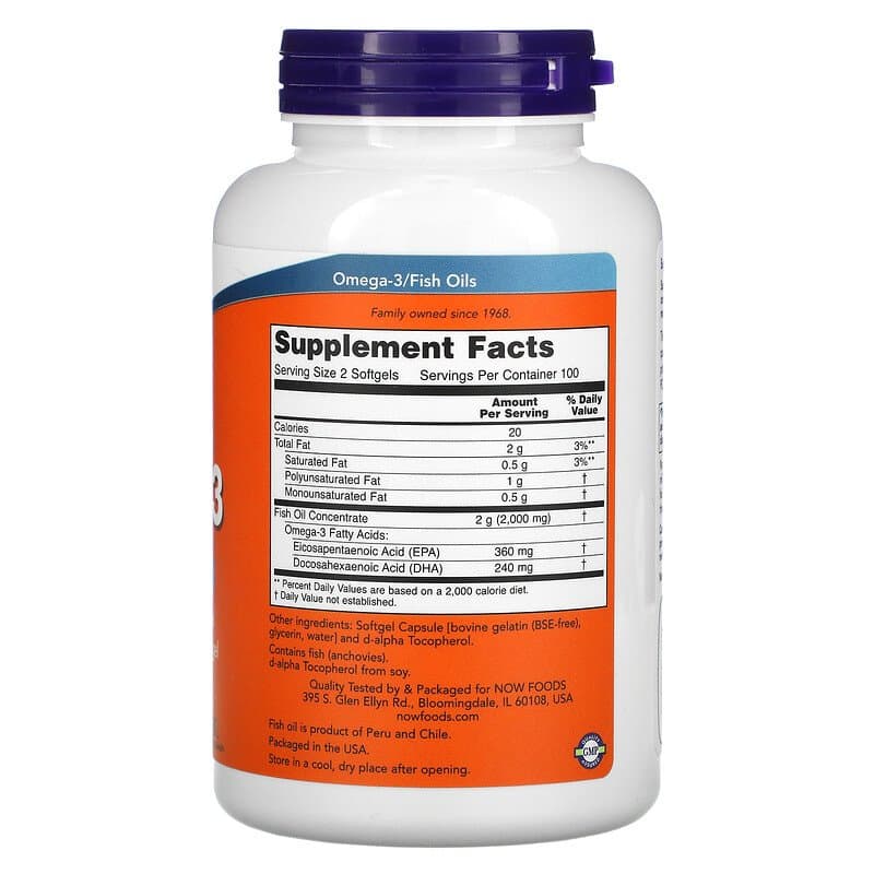 Now Foods, омега-3, очищенная на молекулярном уровне, 200 капсул(9.65)