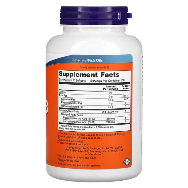 Now Foods, омега-3, очищенная на молекулярном уровне, 200 капсул(9.65)