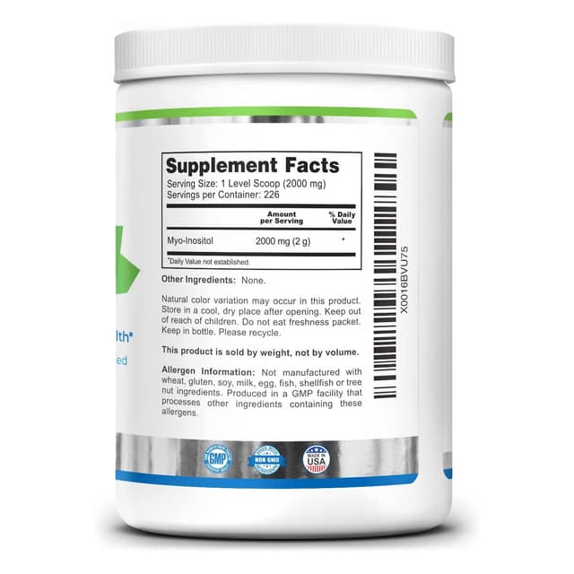 Zazzee Myo-Inositol Powder 2000 мг на порцию, включает бесплатную мерную ложку для точной дозировки, 100% чистый, веганский и не содержащий ГМО 356gr