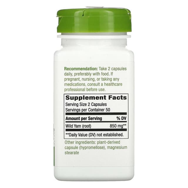 Nature's Way, Корень дикого ямса, 850 мг,(wild yam)дикий ямс 100 веганских капсул