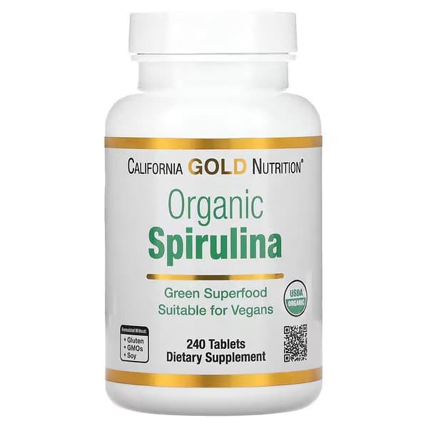 California Gold Nutrition, органическая спирулина, сертификат USDA Organic, 500 мг, 240 таблеток