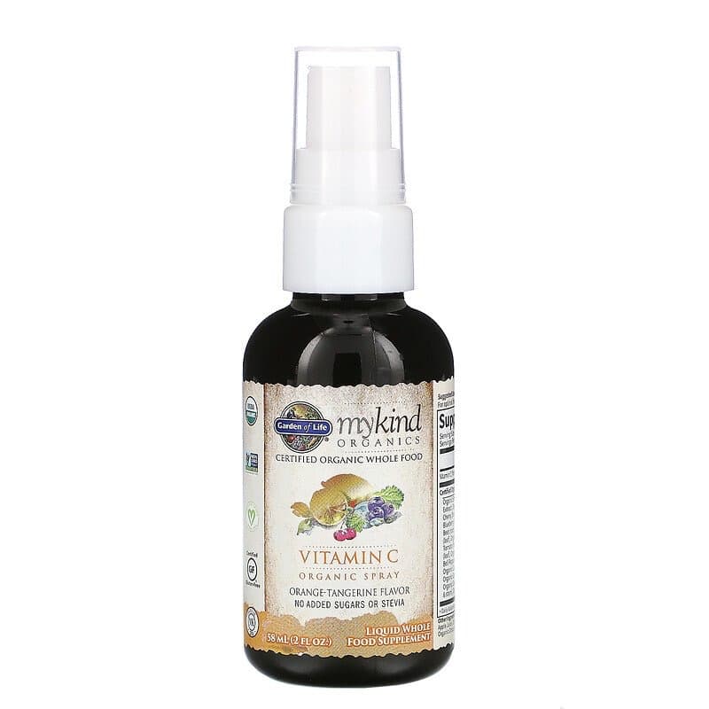 Garden of Life, MyKind Organics, спрей с органическим витамином C, вкус апельсина и мандарина, 58 мл