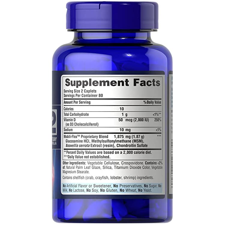 Puritans Pride Triple Strength Glucosamine Chondroitin с витамином D3 в капсулах, 80 шт.
