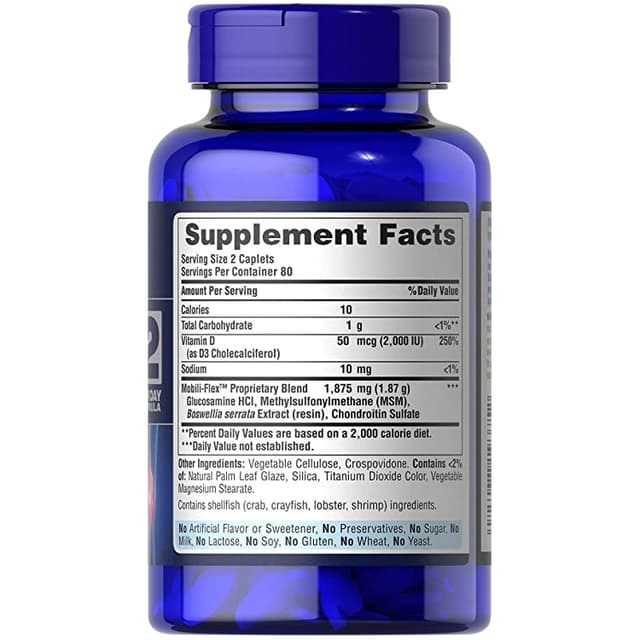 Puritans Pride Triple Strength Glucosamine Chondroitin с витамином D3 в капсулах, 80 шт.