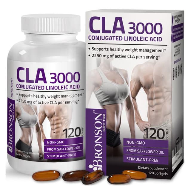 Bronson CLA 3000 сверхвысокоэффективная конъюгированная линолевая кислота, не содержащая ГМО, из сафлорового масла, не стимулирующее средство, 120 мягких капсул