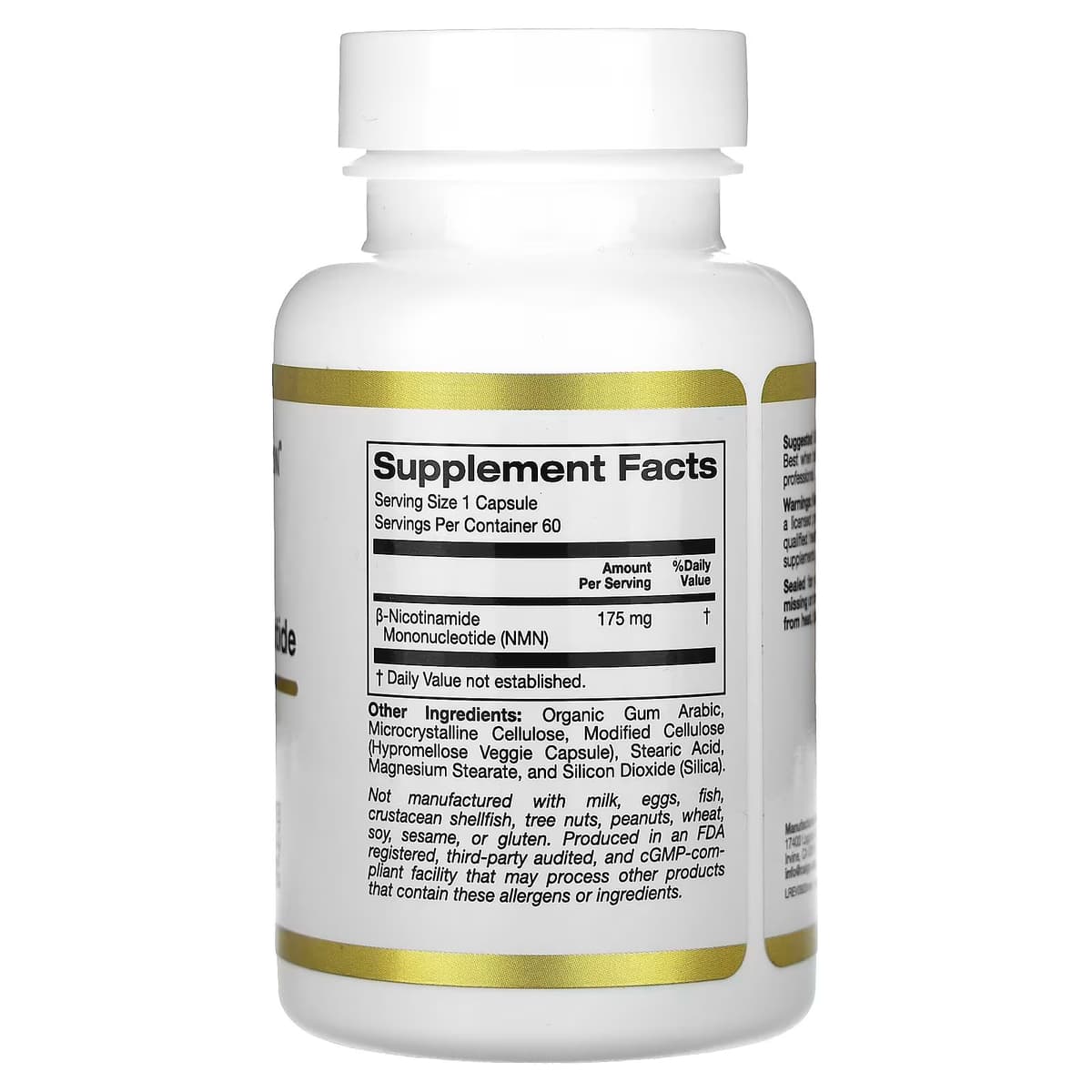 California Gold Nutrition, NMN (никотинамид мононуклеотид), 175 мг, 60 растительных капсул