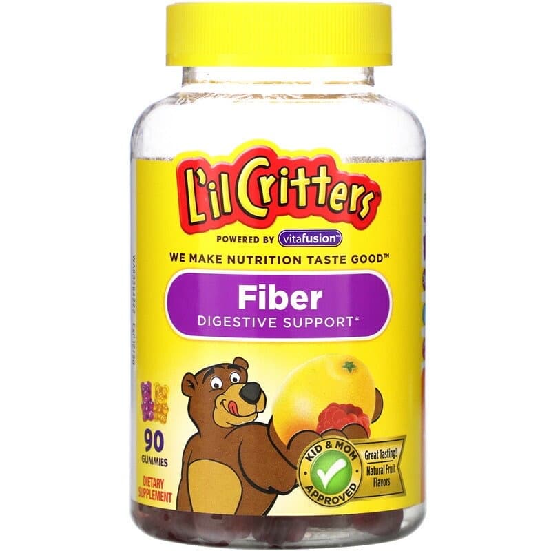 L'il Critters, Клетчатка для поддержки пищеварения, натуральные фруктовые вкусы, 90 жевательных конфет