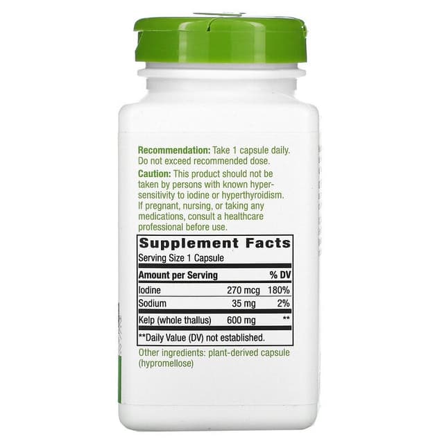 Nature's Way, Kelp (йод), келп 600 мг, 180 вегетарианских капсул