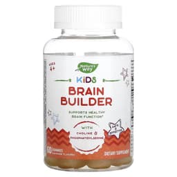 Nature's Way, Kids Brain Builder, для детей пямять фокус от 4 лет, лимонад, 60 жевательных таблеток