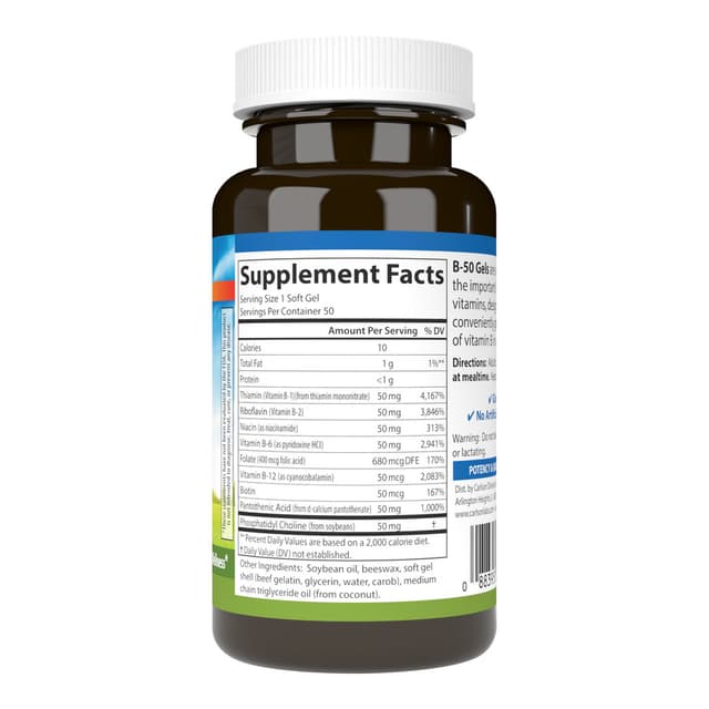 Carlson Labs, Гелиевые капсулы B-50, 50 штук