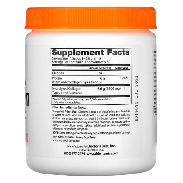Doctor's Best, Порошок чистого коллагена 1 и 3 типов, 7,1 унции (200 г)