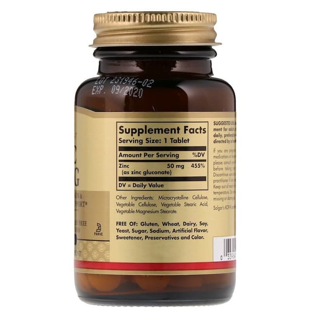 Solgar, Цинк, 50 мг, 100 таблеток