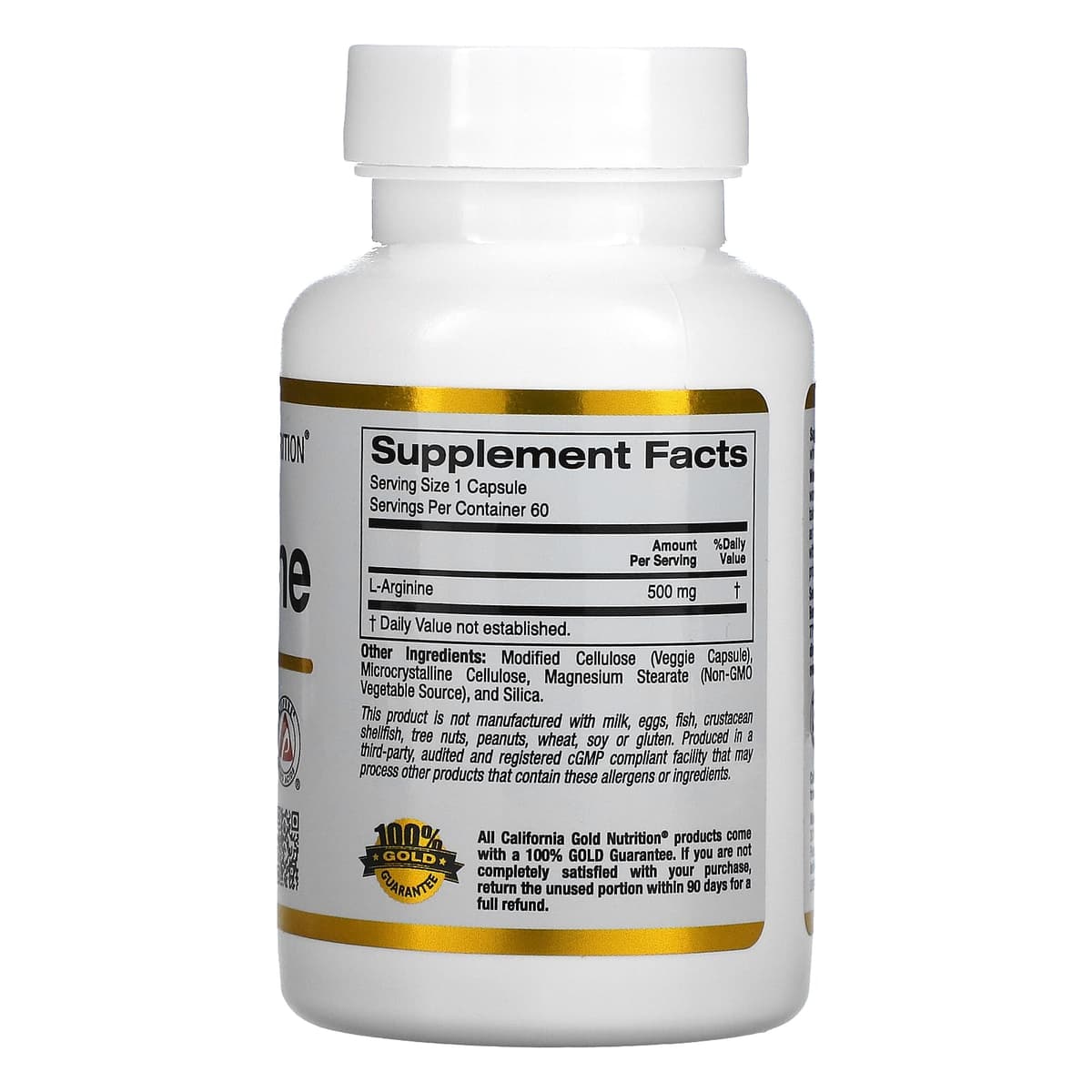 California Gold Nutrition, AjiPure, L-аргинин, 500 мг, 60 растительных капсул