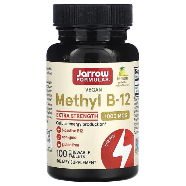 Jarrow Formulas, метил B12, лимон, 1000 мкг, 100 жевательных пастилок