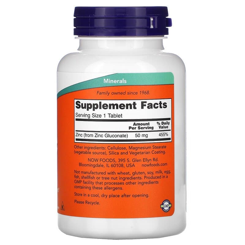 Now Foods, (Zinc )цинк, 50 мг, 250 таблеток