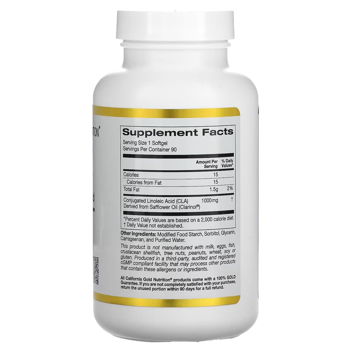 California Gold Nutrition, Clarinol, КЛК, конъюгированная линолевая кислота, 1000 мг, 90 мягких таблеток