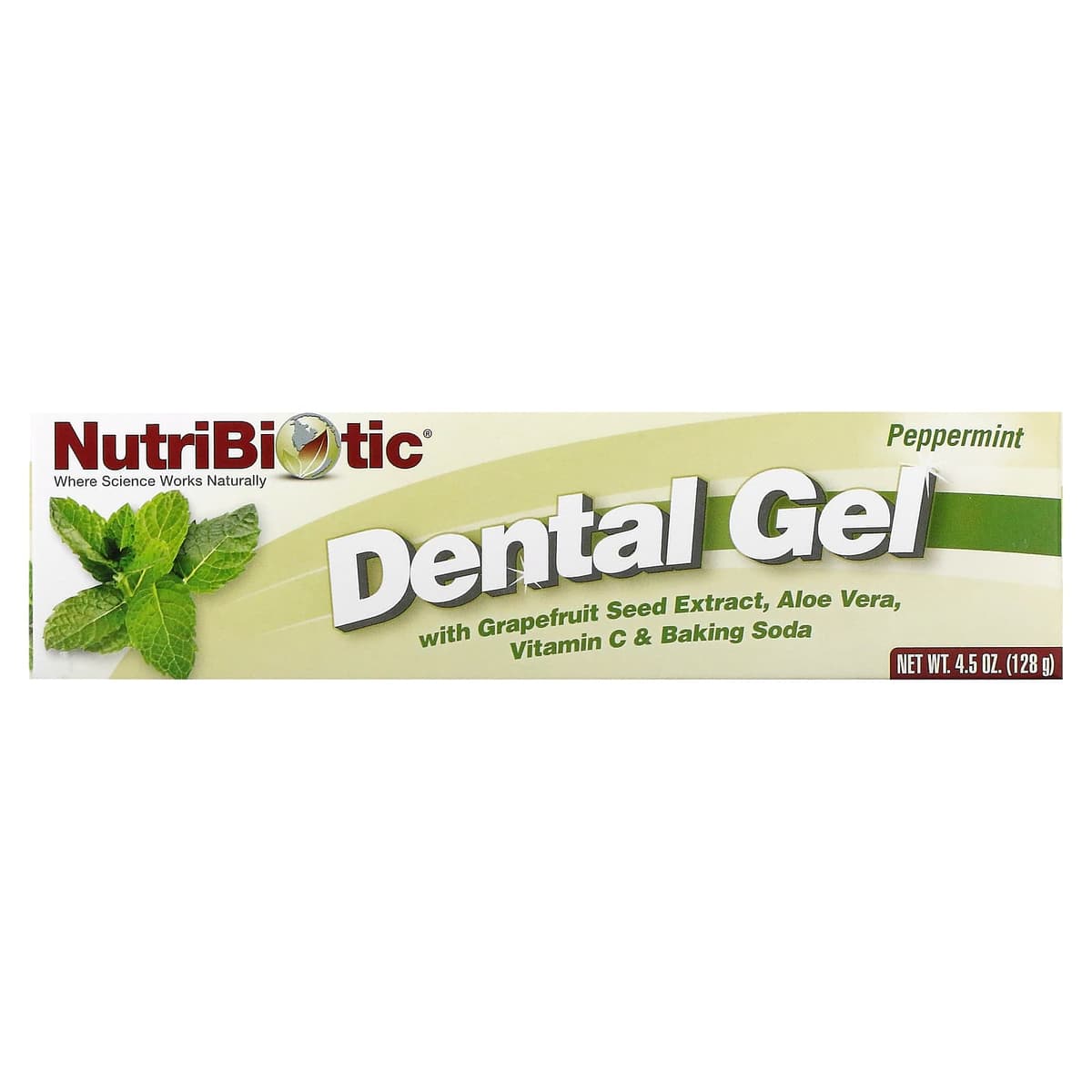 NutriBiotic, Гель для зубов, отбеливает и лечит / Перечная мята, 128 г