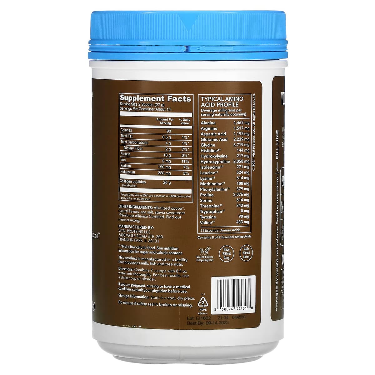 Vital Proteins, Коллагеновые пептиды, шоколад, 383 г