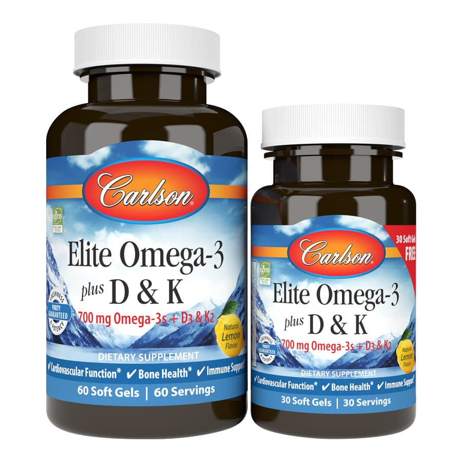 Carlson Labs Элит Омега-3 + D&K, 60 + 30 мягких капсул